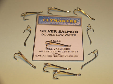 10 VMC Low Water SALMON DOUBLE Fly Fishing Hooks SILVER Size 8 Only