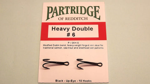 PARTRIDGE Heavy Double Salmon Fishing Fly Hooks Code P Black 10 per PACKET