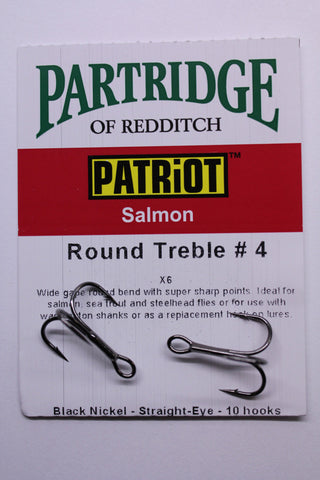 PARTRIDGE Round Bend Treble Fishing Hooks Code X6 Black 10 per