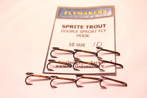 10 Original Sprite Trout Double Sproat Fly Fishing  Hooks Code SDS SIZES 10 & 12