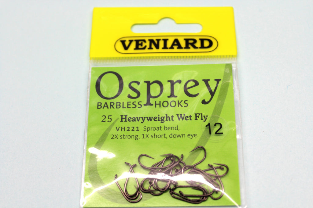 BARBLESS HEAVYWEIGHT WET FLY TROUT FLY HOOKS CODE VH221 FROM OSPREY 25 –  D.FORBES FLYTYING MATERIALS